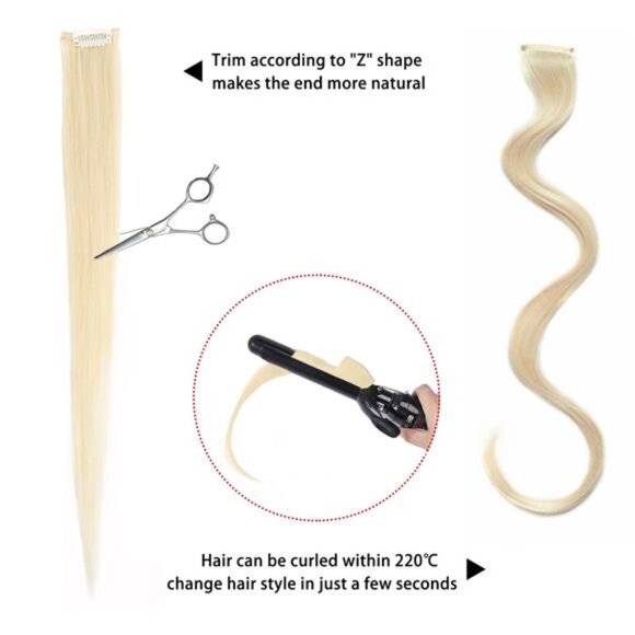 5pcs Bleach Blonde Clip in Hair Extensions 100% Human Hair 18 Inch Colored